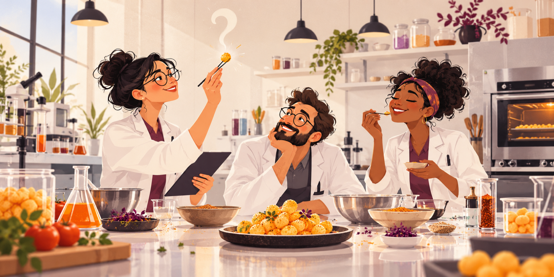 A playful food innovation test kitchen at work